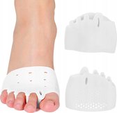 Protecteur d'avant-pied antidérapant et Écarteur d'orteil' orteils en 1 I Écarteur d'orteil 5 orteils I Épandeur d'orteils Écarteur d'orteil I Hallux Valgus I 1 paire I Siliconen I Wit