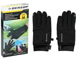 Dunlop Fietshandschoenen Maat M - Geschikt voor Touchscreen Bediening - Siliconen Grip op de Palm voor Extra Houvast - Ademende Stof voor Comfort - Lange Vingers - Kleur Zwart