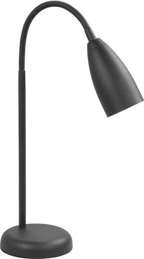 Klassieke zwarte tafellamp bruin rookglas Light & Living Mellan