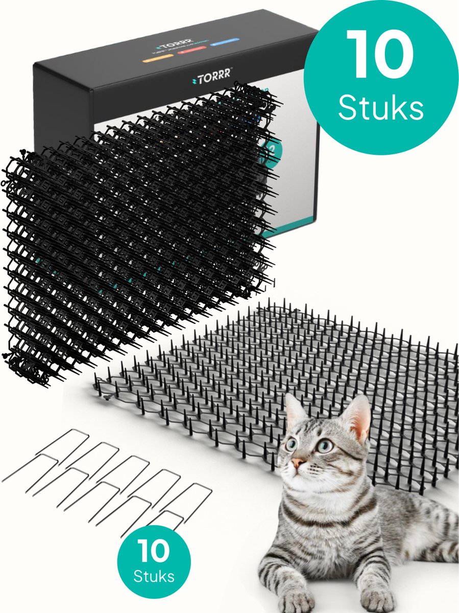 TORRR™ Kattenverjager Afweermatten – 10 stuks – 40 cm x 30 cm – Kattenschrik – Kattenverjager – Anti Krab Katten – Kattenschrik voor buiten - Antiklimstrip katten
