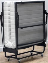 Novio vouwbed - Luxe inklapbaar bed - Spiraalbodem - Dwarsgespannen - Opklapbed - 90x200- Zwart - Inclusief matras