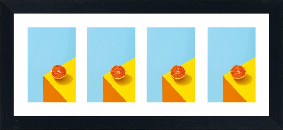 Fotolijst voor 4 foto's 10x15 - SecaDesign Fika - Vierluik fotolijst - Zwart - Fotokader
