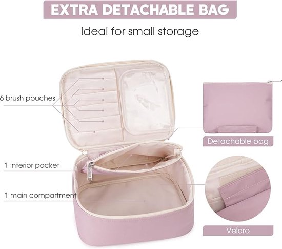 Draagbare make-up tas met rits reizen toilettas voor vrouwen handige opslag cosmetische zakje aquarel roos