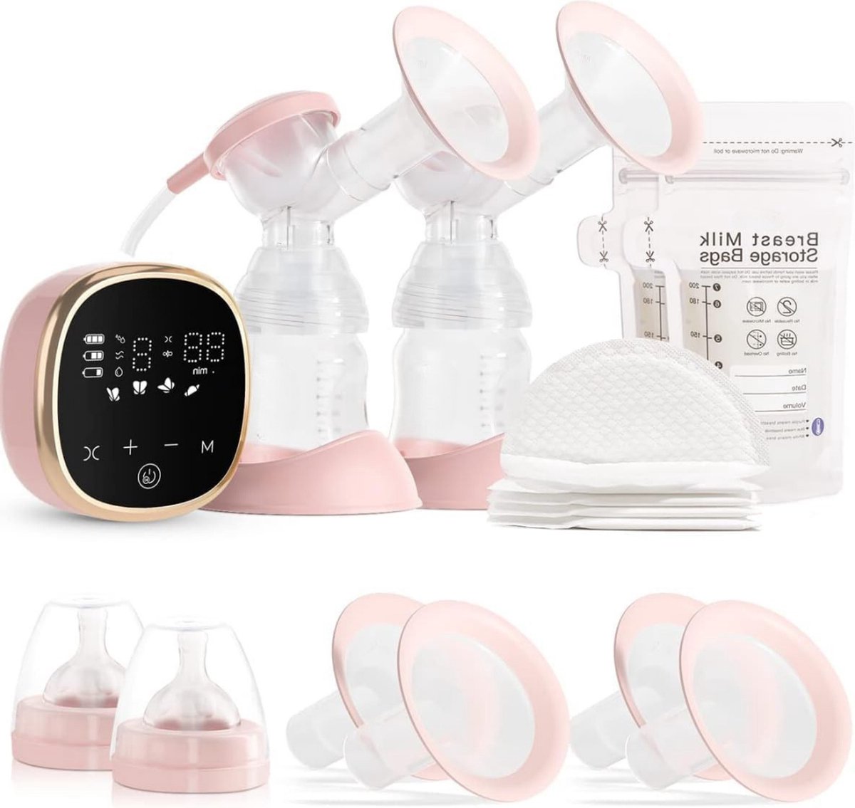 Goedkoopste Handsfree Borstkolf – Handkolf Met 4 Flensmaten – Elektrische Borstkolf met 4 Modes & 9 Niveau's – 2 Stuks – Breast Pump met USB-Charge – Draadloos met LED-Display – Pijnloos - Borstkolf Electrisch Dubbel – Anti-terugstroom - BPA-Vrij