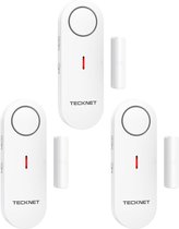 Tecknet DeurAlarm - Deur Sensor - Raam en Deur Alarm - Huis beveiliging - Magnetisch alarm - 100dB - 3 stuks