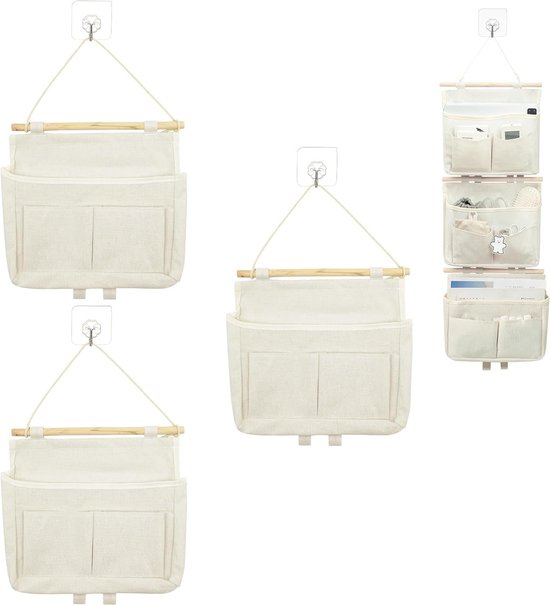 Qanye 2 stuks nachtkasttassen, opbergtassen, bedtassen, hangende bedtassen, bedtassen, bedtas, voor kantoor, slaapkamer, keuken