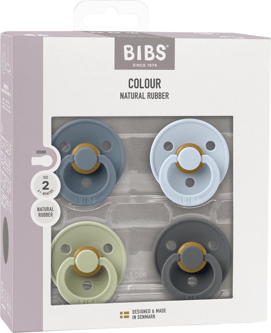 BIBS - Fopspenen - Colour - 4 Pack - Rond - Petrol/Sage/Baby Blue/Iron - Maat 1 van BIBS — afbeelding 4