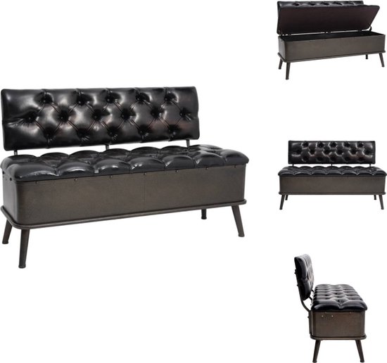 Banc de rangement vidaXL avec dossier 110 cm similicuir noir - Banc de rangement - Bancs de rangement - Coffre de rangement