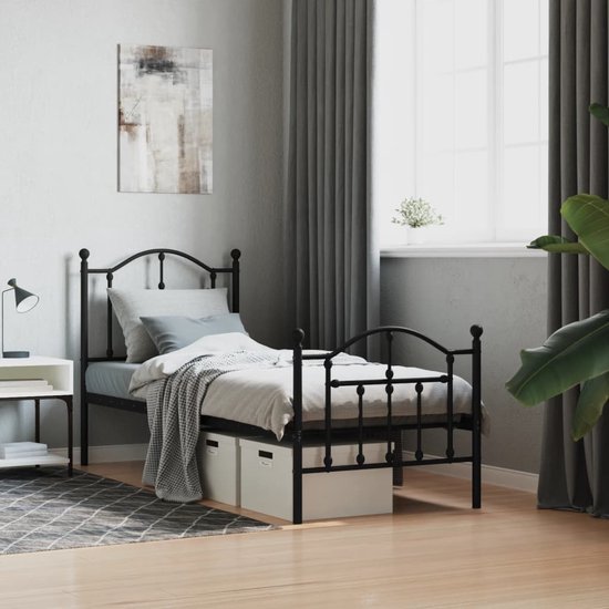 Eenpersoonsbedframe - Metalen Bedframe - Past Op Een Matras Van 90 X 190 Cm Voor Volwassenen Kinderen Geen Boxspring Nodig Eenvoudige Montage Voor Kleine Ruimtes Zwart Eenpersoonsbedframe - Metalen Bedframe - Past Op Een Matras Van 90 X 190 Cm Voor Volwassenen Kinderen Geen Boxspring Nodig Eenvoudige Montage Voor Kleine Ruimtes Zwart