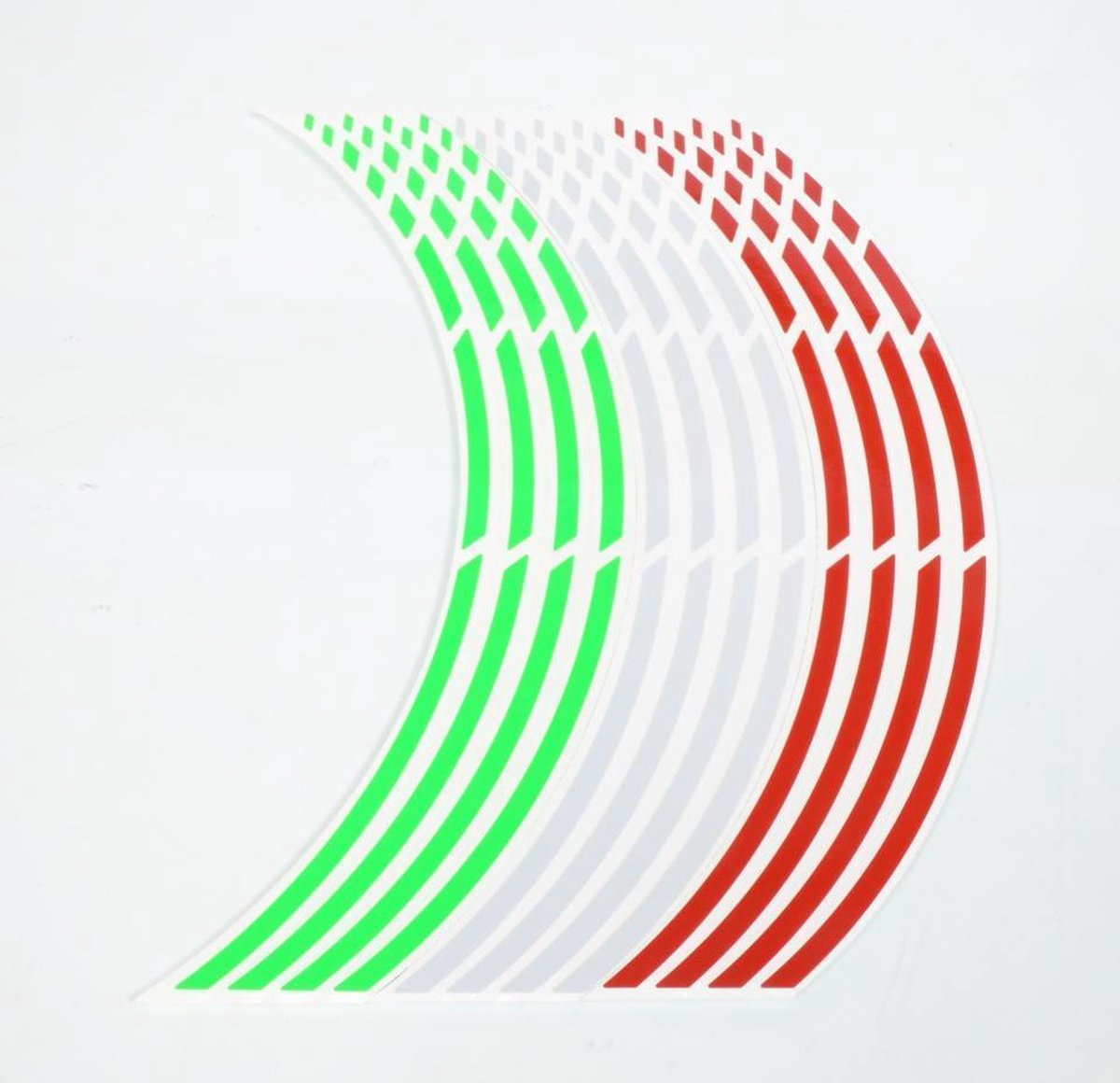 Kit 12 liseré Italie vert blanc rouge pour moto jante 17 look racing tunning street