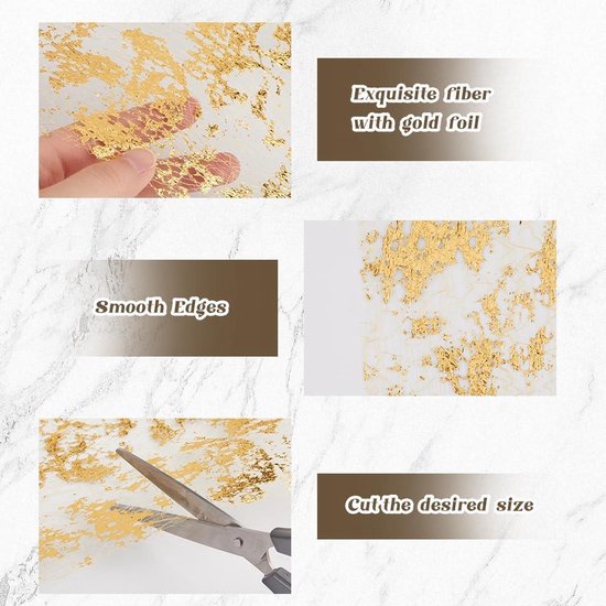 YYCRAFT Poly-Mesh-Band Rolle, 9,1 M X 25,4 Cm, Gold Style 2 - Dekoratives Netzband Für Basteln & Geschenke