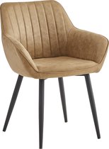 Colenis® - Chaise de salle à manger Luna - Set de 6 - Sable - Microfibre - Avec accoudoirs