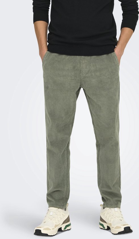 ONLY and SONS ONSLINUS TAP CORDUROY 0185 PANT NOOS Pantalon en Tissus - Vert - XL