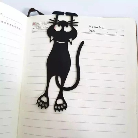 Foto: Boekenlegger zwart boekenlegger kat boekenlegger hangende kat boekenlegger kinderen