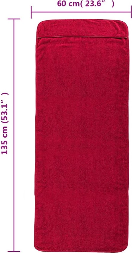 vidaXL Serviettes de plage - Bordeaux - 60 x 135 cm - Doux - Antidérapantes - Légères - Set de 4 - Serviette de plage