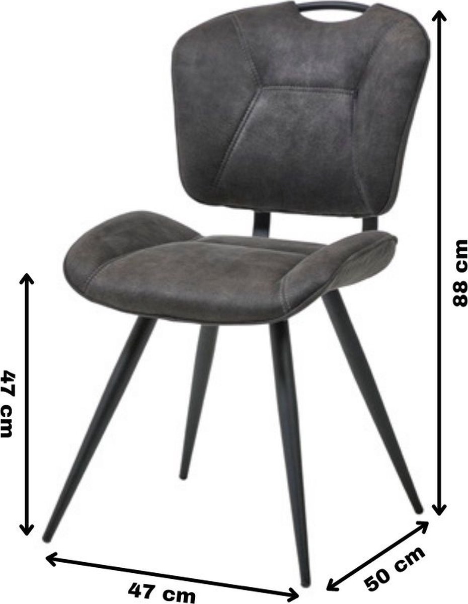 WAYS. – Moderne Matstoffen eetkamerstoelen – Grijs – Met handige rug hendel – Houten poten – 6 stuks