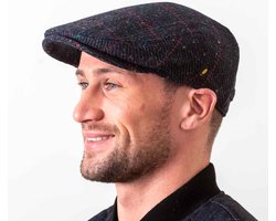 Hatman of Ireland The Dubliner 100% Donegal Tweed Navy geruit maat M (58cm)