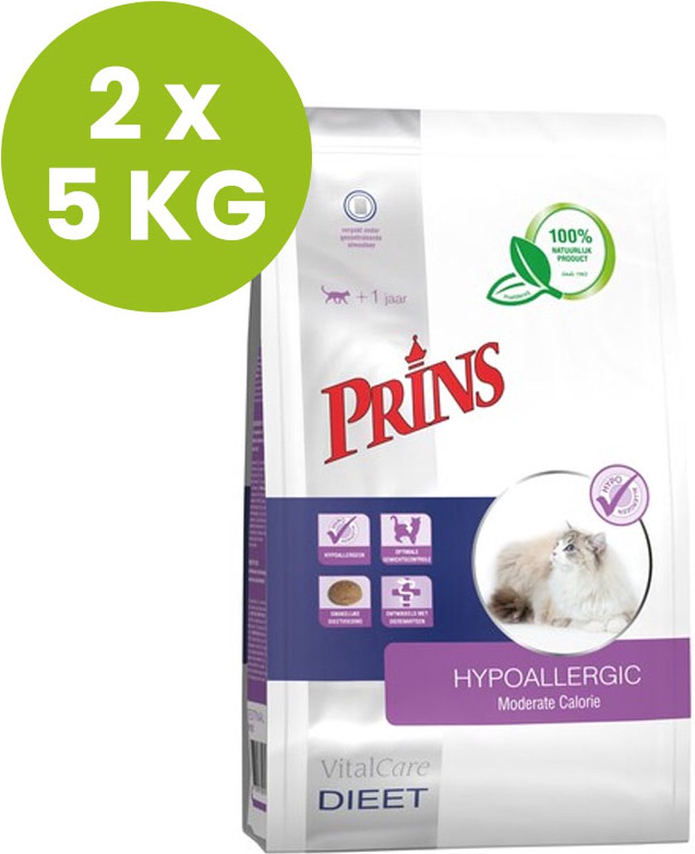 Prins VitalCare Diet Hypoallergic Moderate Calorie - Kattenvoer - 2 x 5 kg