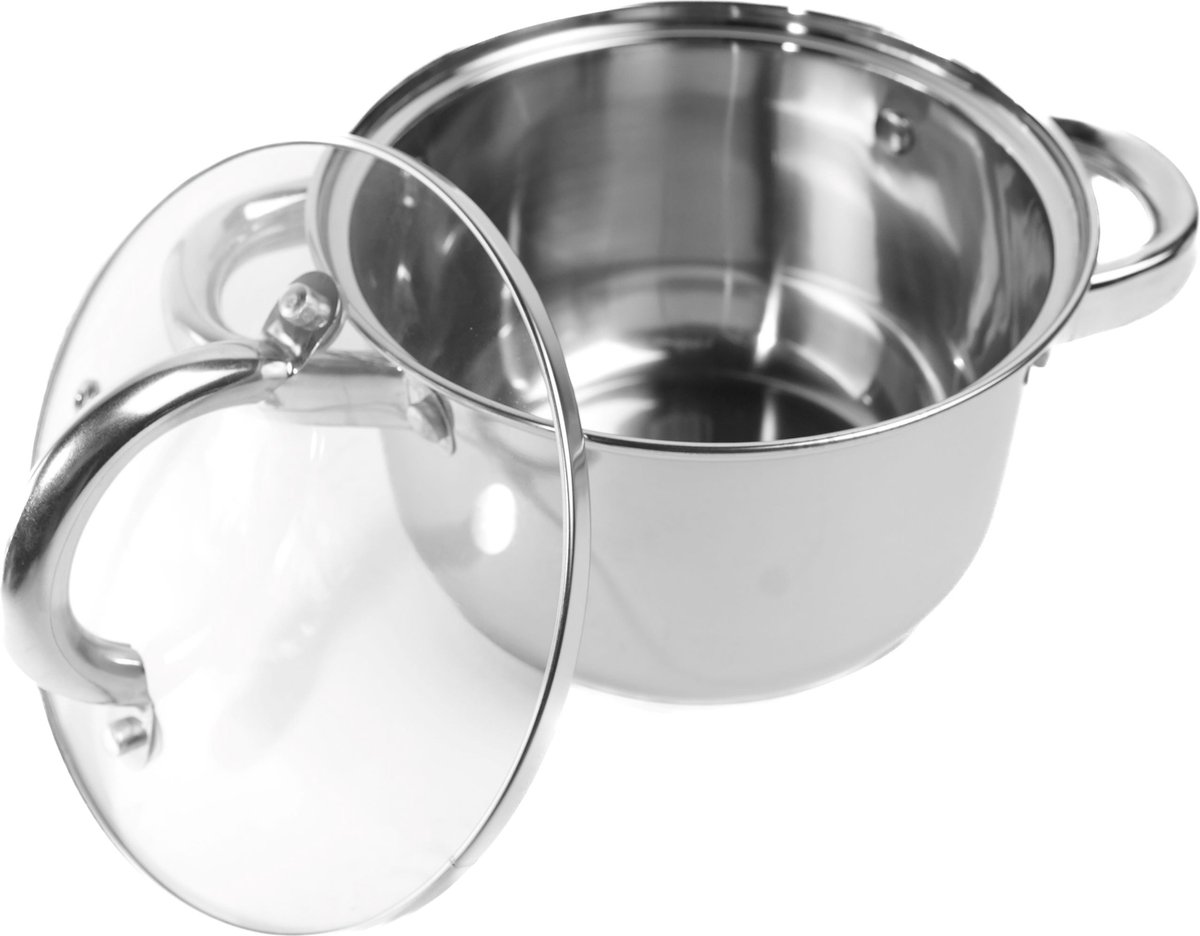 Cherchie - Kleine Kookpan met Deksel - 20cm - RVS - Inductie