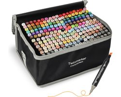 foto van Timmers trading Twinmarkers 216 stuks - Professionele alcohol markers - Dubbelzijdige dual tip markers - alcohol stiften - markeerstiften