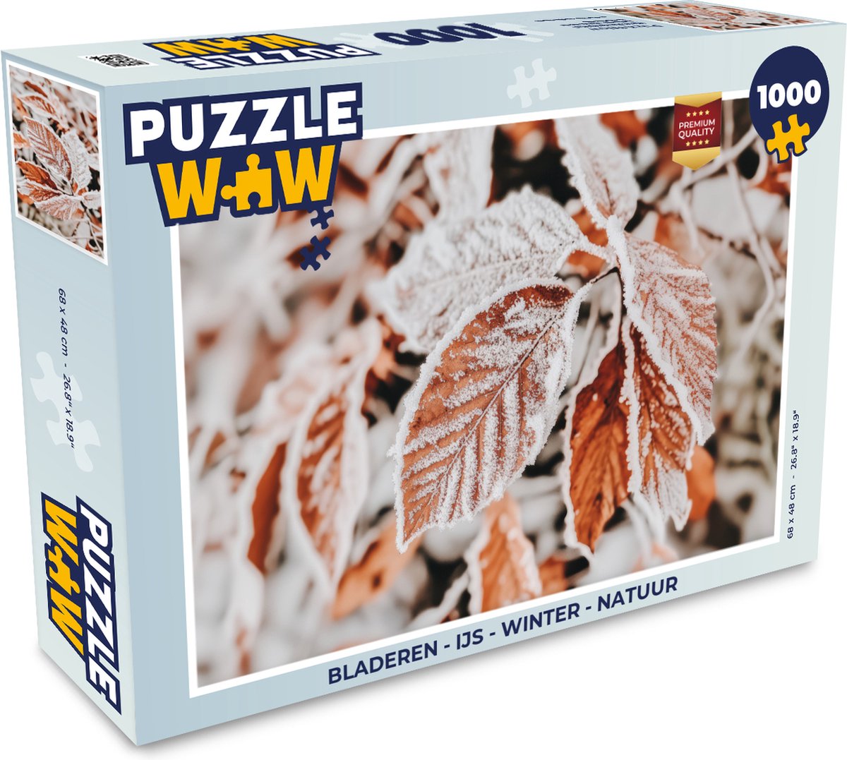 Puzzel Bladeren - IJs - Winter - Natuur - Legpuzzel - Puzzel 1000 stukjes volwassenen