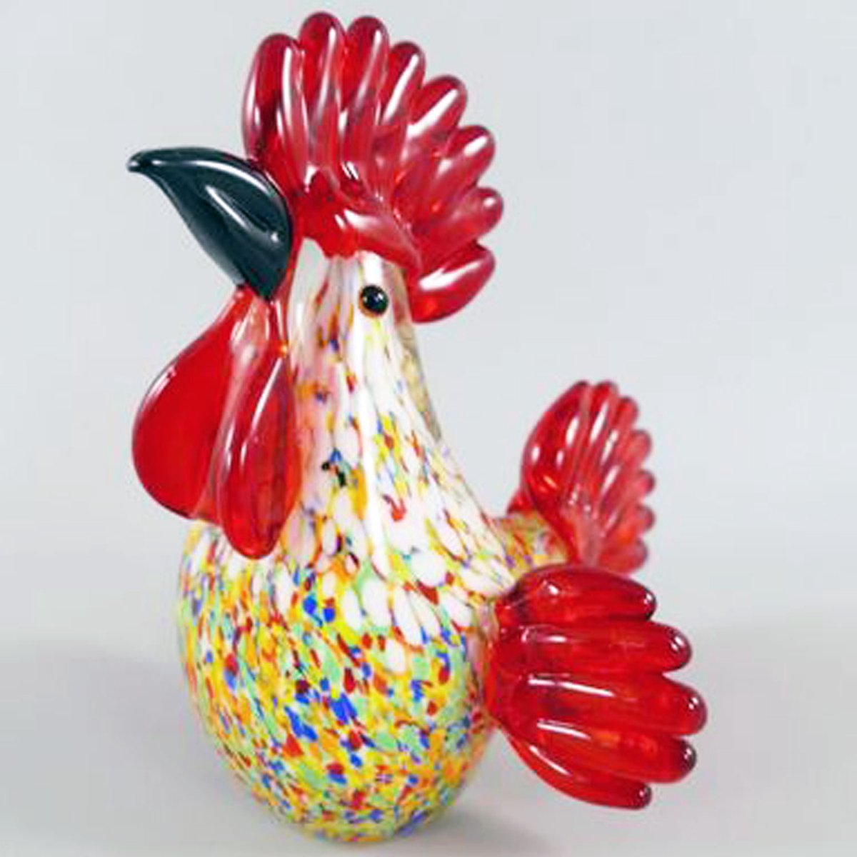 AL - Glaswerk - Haan - Gekleurd - 15 x 14 x 16 cm
