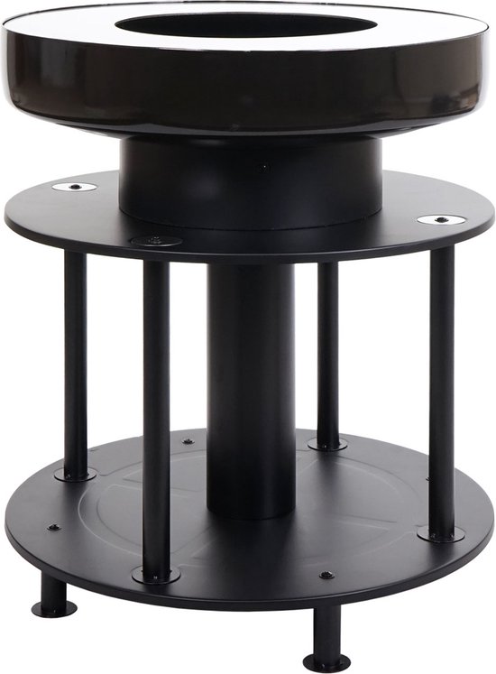 Vuurschaal met grill MCW-K95, vuurplaats-grill BBQ, grillplaat plank, staal roestvrij staal email Ø 56cm zwart van Merkloos — afbeelding 3