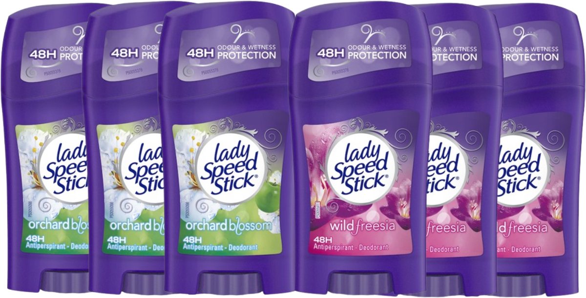 Goedkoopste Lady Speed Stick Deodorants Orchard Blossom & Wild Freesia - 6x40g - 48 uur Lang Frisheid en Bescherming - Deodorant vrouw
