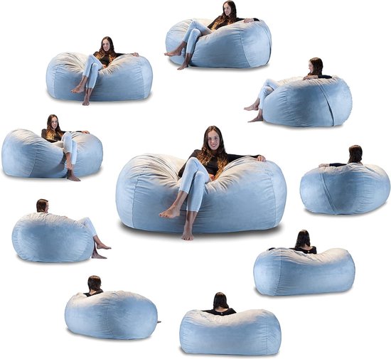 Charlie & Finn LE PLUS GRAND SAC IMPOSSIBLE EN EUROPE ! - Pouf Premium XXL - Pouf géant avec rembourrage en mousse à memory - 1500 l - Grijs Argent