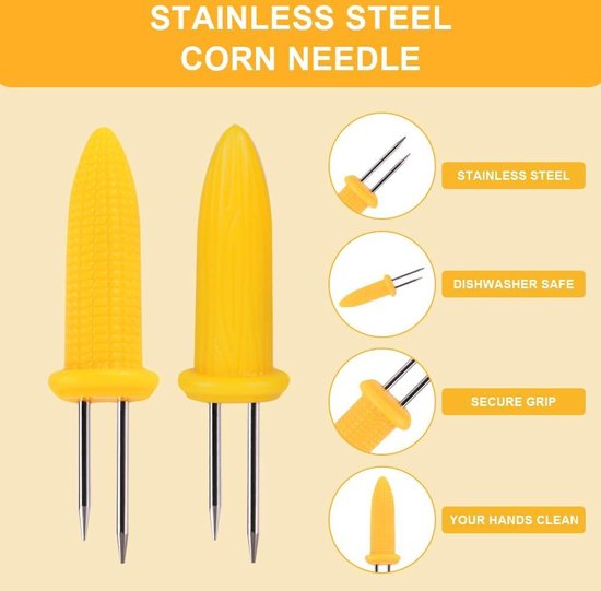 6 Pcs Stainless Steel Corn On The Cob Holders BBQ Prongs Skewers Forks