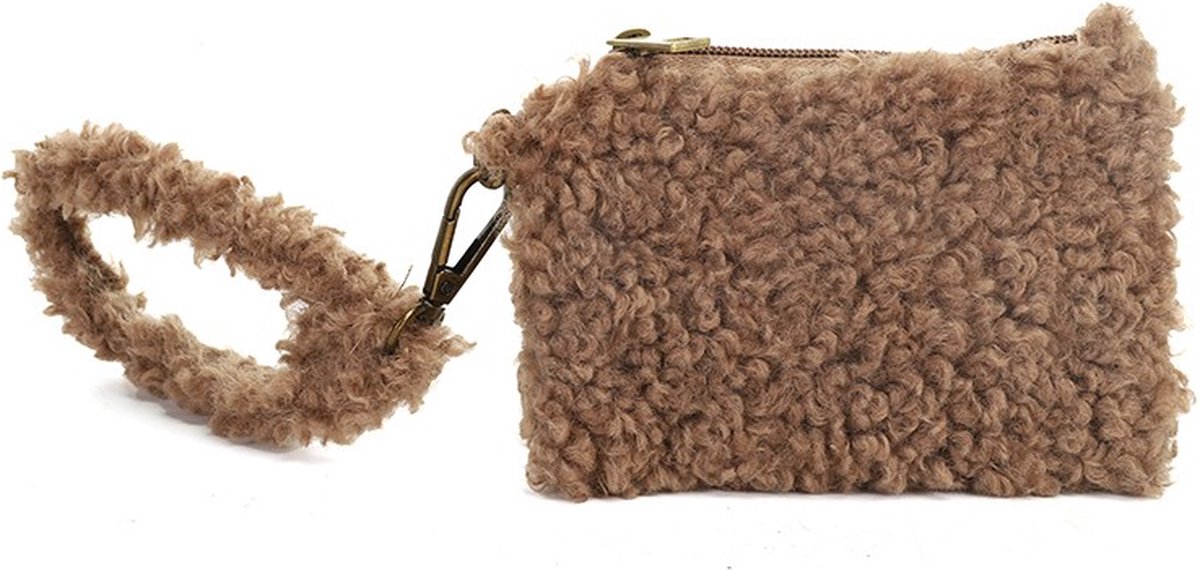Taupe teddy portemonneetje Fien OLP12702