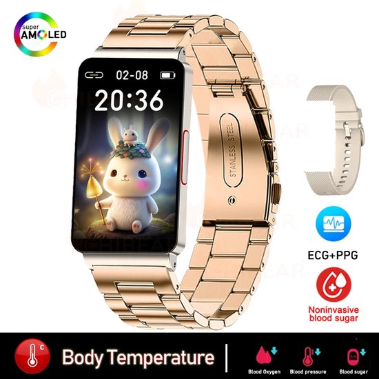 Smartwatch voor dames met telefoon- en Alexa-functie, 1,8 inch, hartslagmonitor, SpO2, slaap en stress