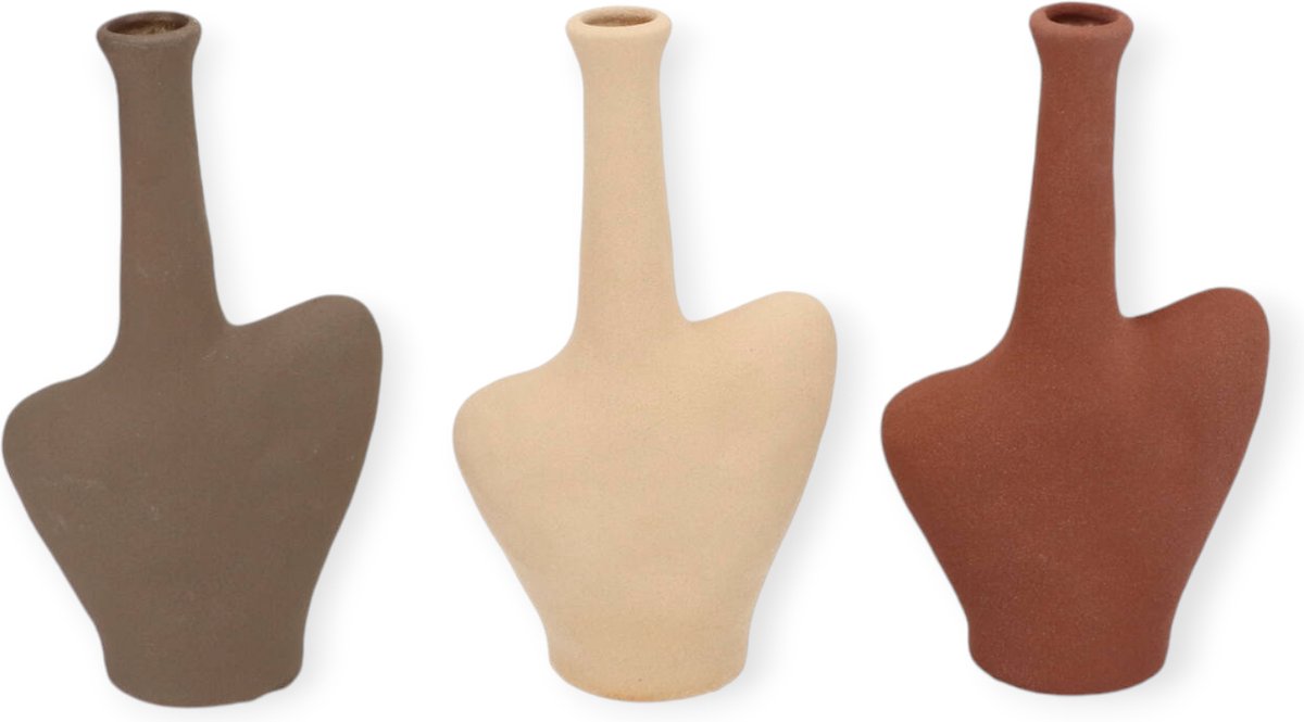 Daan Kromhout - Set/3 - Vaasjes - Indre Woods - Keramiek - 12x5x22cm