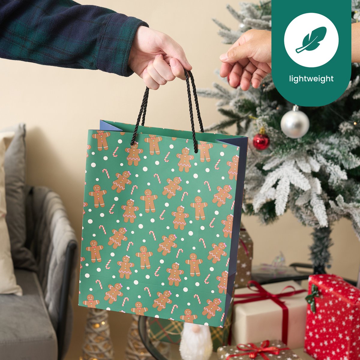 THE TWIDDLERS - 12 Sacs Cadeaux De Noël Avec Poignées Robustes En Tailles Assorties Et Motifs Floraux De Noël, Sacs Cadeaux De Noël Floraux - 32cm X 26cm & 24 Cm X