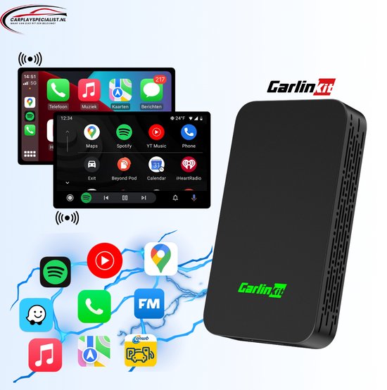 Carlinkit 5.0 - Draadloze CarPlay & Android Auto Adapter - Upgrade naar Eenvoudig Draadloos Rijgemak - CPC200-2Air