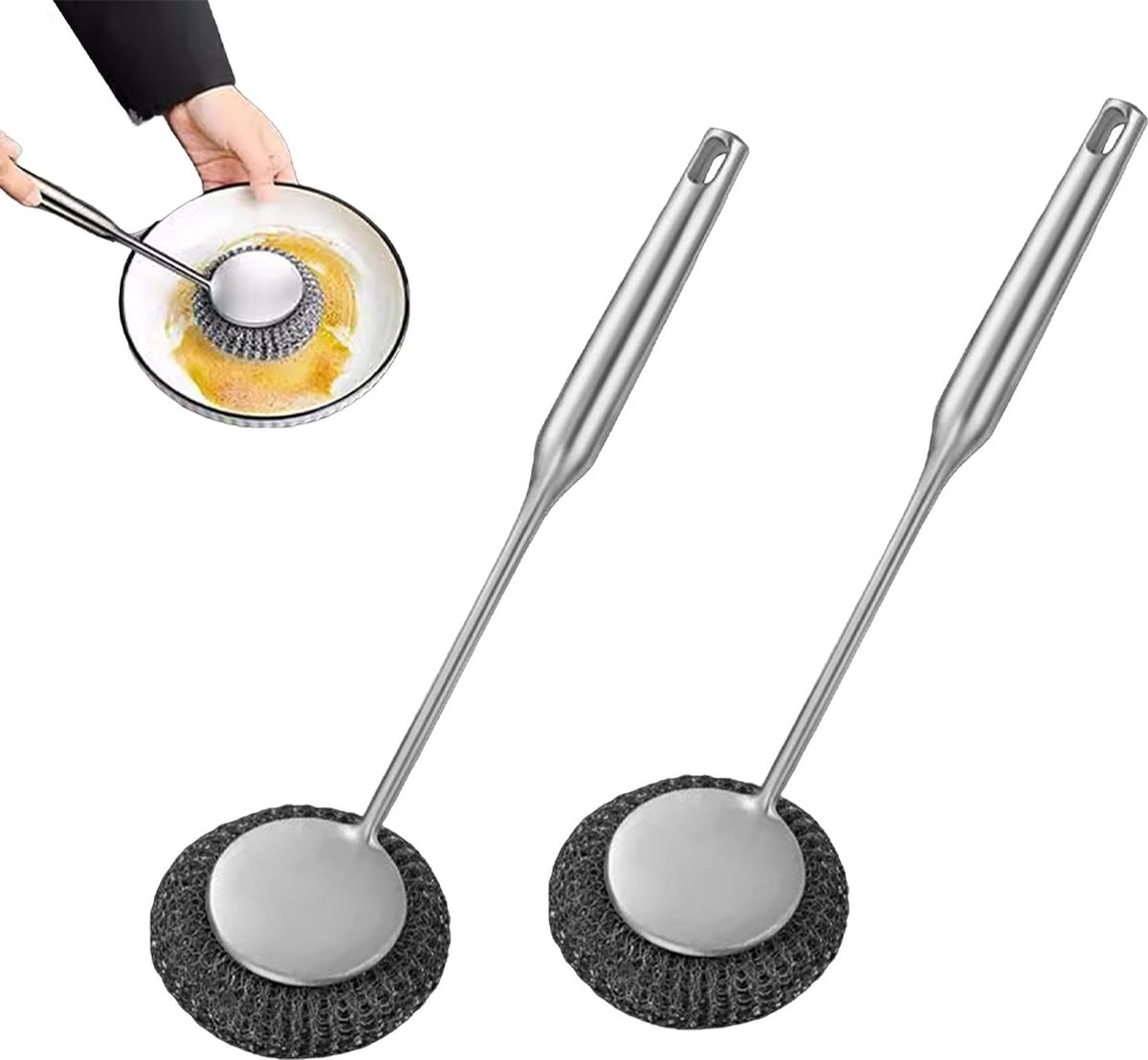 Goedkoopste Dish Brush - 2 Stuks - Afwasborstels - Schoonmaakborstel Met Handvat - Huishoudproducten - Schoonmaakproducten - Huishoudelijke Keukenaccessoires - Schoonmaken - Afwassen - 27 Cm - Zwart