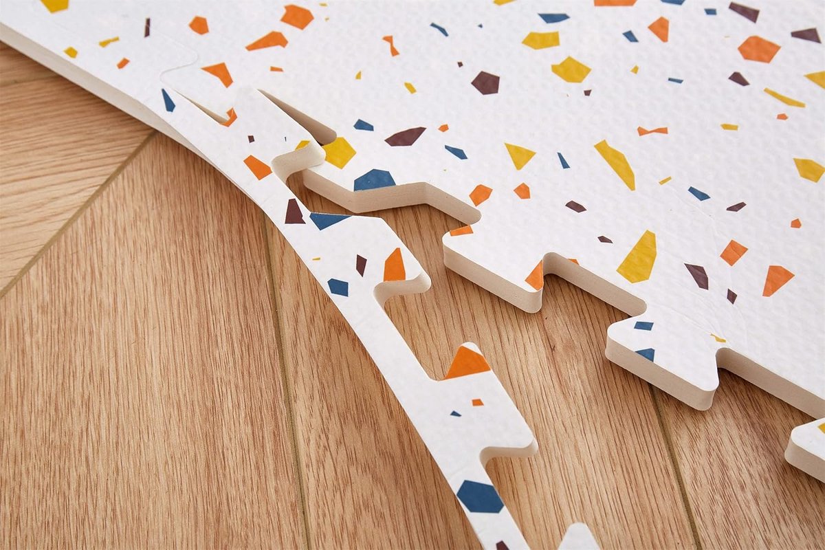 NilaFee™ - Speelkleed - Speelmat - Puzzelmat - Baby - Foam - 120 x 180 cm - Uitbreidbaar - Yoga mat - Fitnessmat - Vloerbeschermer - Orange Terrazzo — afbeelding 2