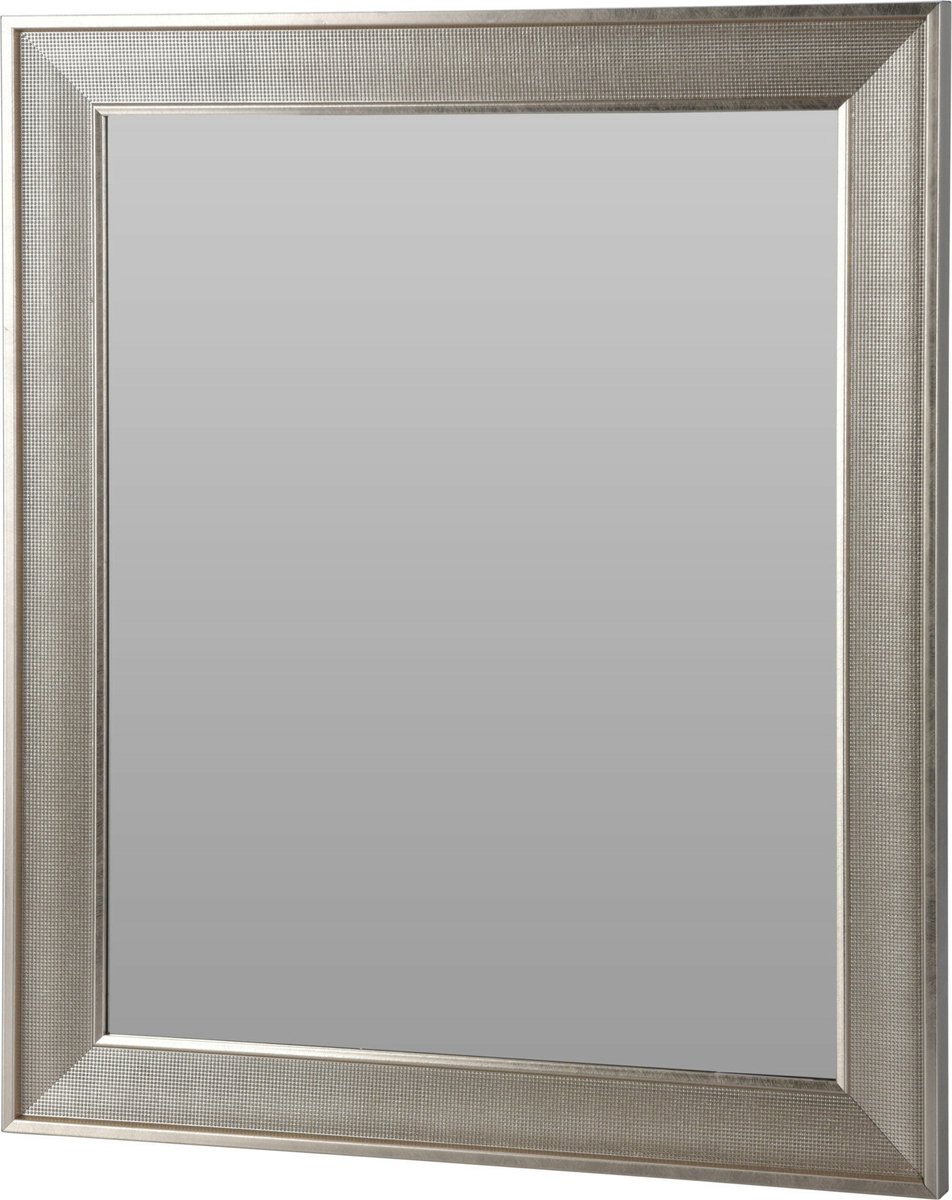 Home & Styling Wandspiegel met brede lijst Plata - frame kleur zilver - 50 x 60 cm - gang/badkamer/slaapkamer spiegels