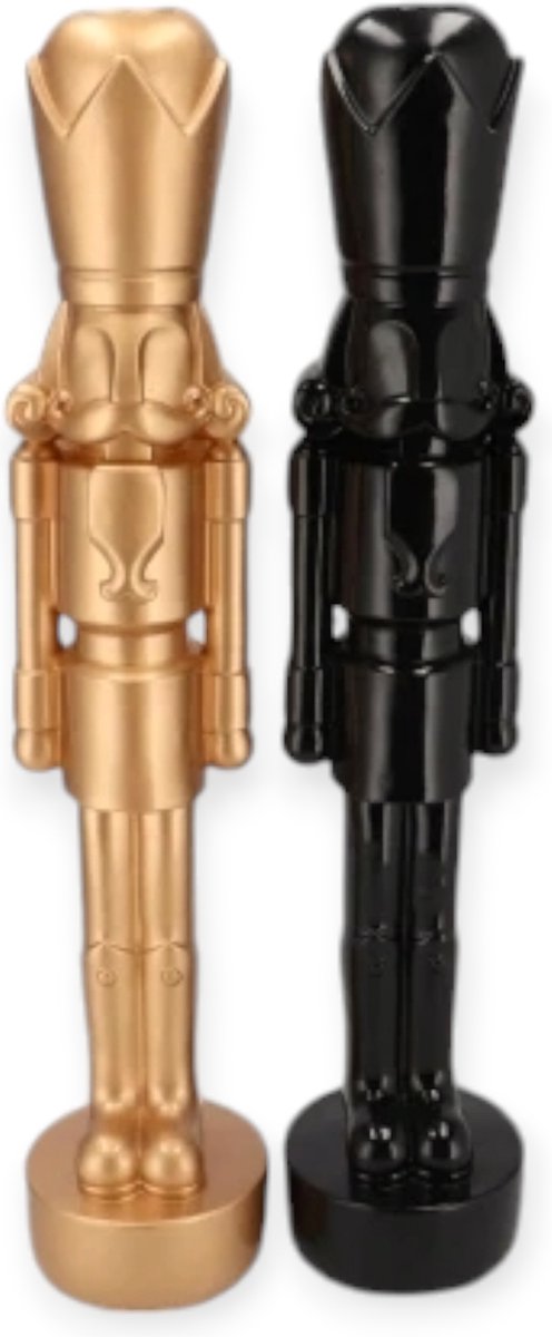 Daan Kromhout - Notenkraker - Nutcracker - Set/2 - Beeldjes - Kerst - Goud en Zwart - 7x25cm