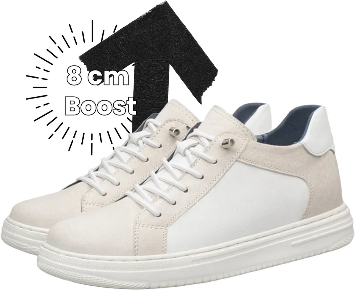 HeightBeast Verhogende Sneakers | +8 cm langer | Liftschoenen | Langer worden | Hoge casual schoenen | Verhoogde zolen | Maat 39 | Crème