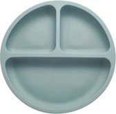 Assiette Siliconen Bébé et Enfant - Bleu Gris - Assiette Enfant - Avec 4 Ventouses - Solide - Assiette Plate - Compartiments