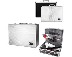 Beautycase / Beautykoffer Zilver Kleur - Functioneel - Aluminium Mobiel - Alle beautygereedschappen- Kapper - Tattoo - Nagel - Visagie - Make-up - Cosmetica - Schmink - Beauty case / Beauty koffer Portable