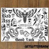 GetGlitterBaby® - Stoere Tattoos / Tijdelijke Tattoo / Henna Plak Nep Tatoeage voor Volwassenen / Festival Tattoes / Fake Temporary Halloween Tattoo