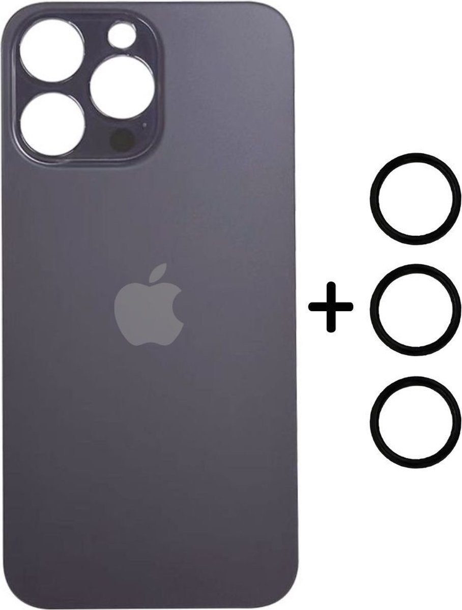 iPhone 14 Pro Achterkant Vervanging Glas inclusief O-Ringen | Back Cover | Met logo | Big hole | Paars