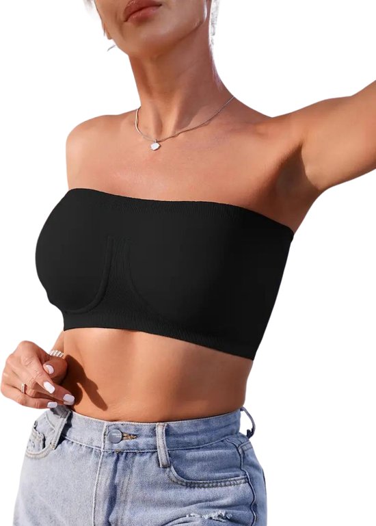 BH Nivard sans armatures - Sans Bracelets - Soutiens-gorge Push -up - Soutien-gorge Comfort - Confortable - Solide - Zwart - Taille XL