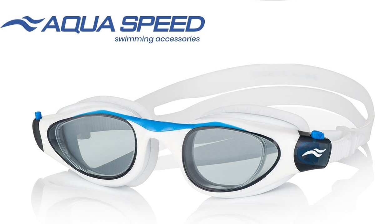 Aqua Speed Zwembril Kinderen - Wit met Zwart leeftijd 6 - 12 jaar