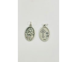 Medaille hanger van Hlg. Christoffel Zilverkleurig metaal 2,5 x 1,5 cm