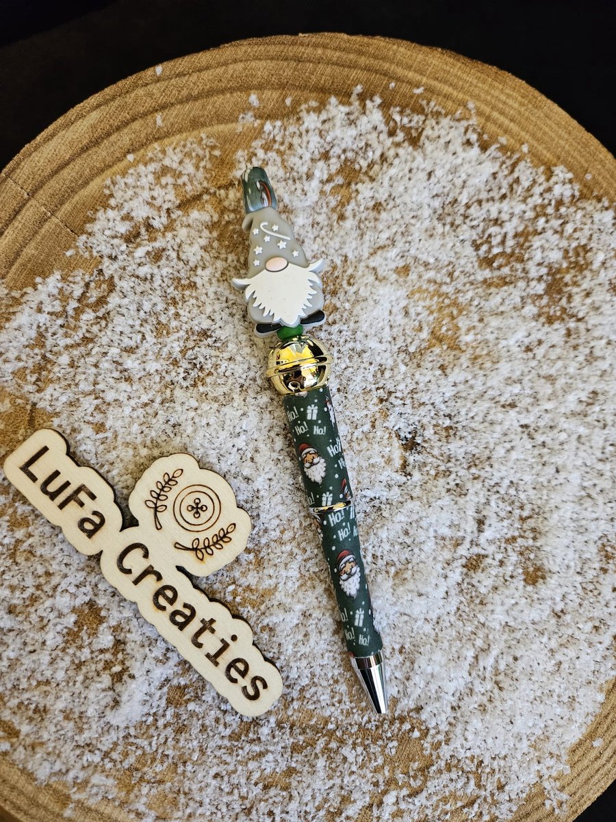 Kerstpen Tomte met Kerstbel goud
