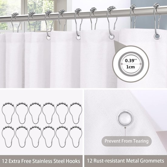 Douchegordijn Wafelstof Waterdicht met Metalen Douchegordijnringen - Anti-schimmel Stoffen Textiel Badkamer Gordijn Zwaar Badgordijn voor Badkamer Douchecabine - 92 x 182 cm (Khaki Douchegordijn Wafelstof Waterdicht met Metalen Douchegordijnringen - Anti-schimmel Stoffen Textiel Badkamer Gordijn Zwaar Badgordijn voor Badkamer Douchecabine - 92 x 182 cm (Khaki
