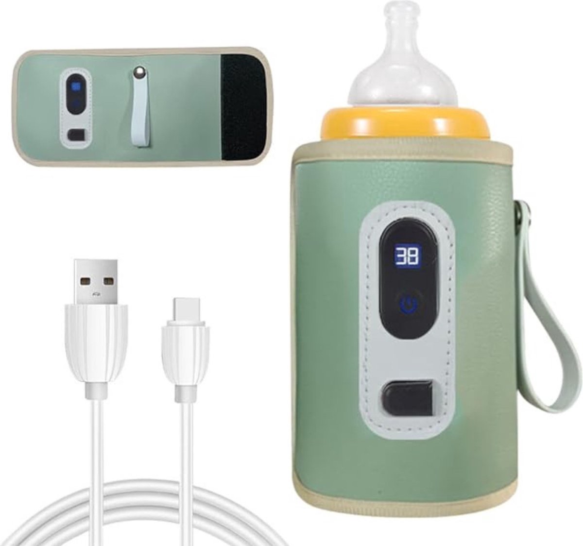 Goedkoopste Draagbare Flessenwarmer - Flessenwarmer Onderweg USB Oplaadbaar – Flesverwarmer Met 5 Verwarmingsniveaus - LCD Display - Geschikt Voor Babyflessen En Glazen Bekers